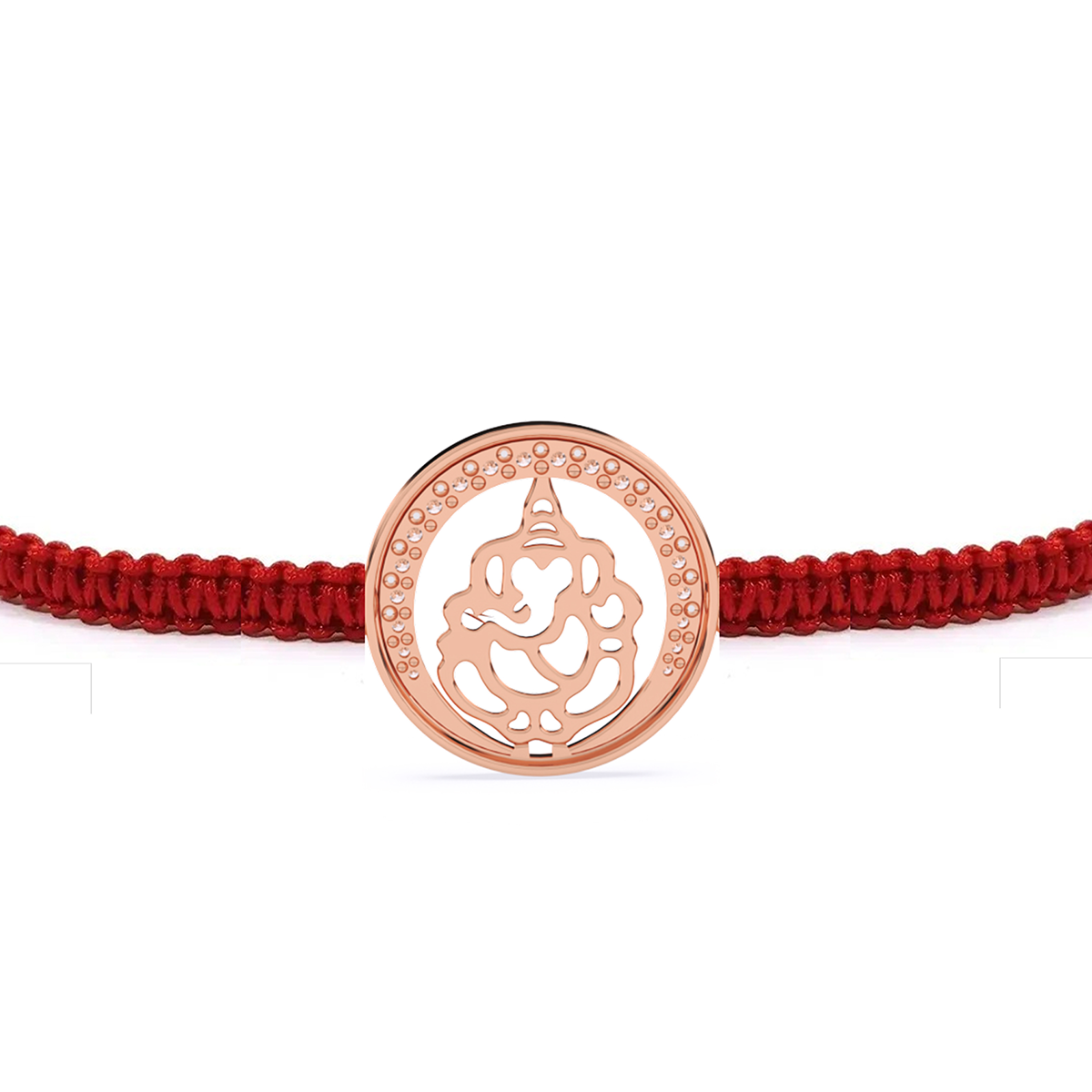 Spiritual Round Diamond Rakhi Featuring Lord Ganesha